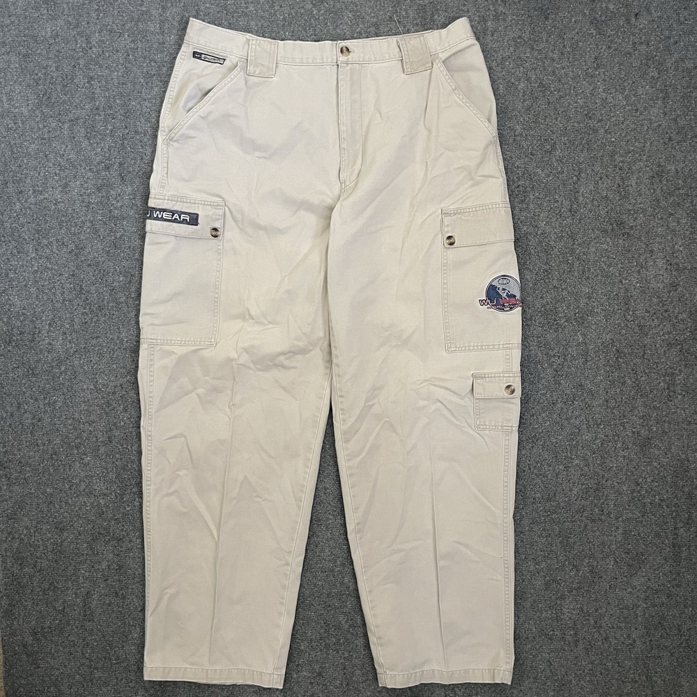 VTG Wu Wear Jeans WuTang Pants Khaki Baggy Cargo Pants Streetwear 36x30.5 Rare